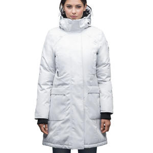 Parka matelassée en tricot Merideth à capuche et veste d'hiver en peluche pour femme gris clair de qualité supérieure - Product Image 1