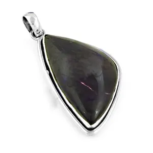 Collier pendentif géométrique en argent avec pierre naturelle sertie pour femme, chaîne serpent minimaliste, bijoux tendance - Product Image 3