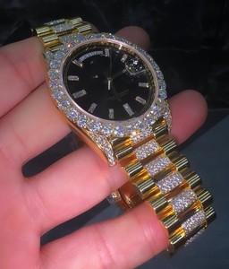 Montre mécanique de luxe en diamant Moissanite VVS Premium Full Yellow View MIYOTA en acier inoxydable Logo personnalisé Style Hip Hop - Product Image 4