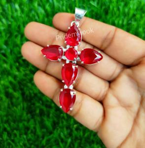 Pendentifs à breloques croix en laiton, pendentifs de collier de croix de pierres précieuses en cristal, pendentif croix de mode - Product Image 3