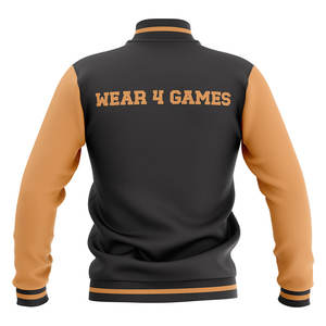 Veste universitaire unisexe en toile coupe-vent à col montant, avec broderie personnalisée du logo, coupe ample et patch en chenille avec lettres - Product Image 5