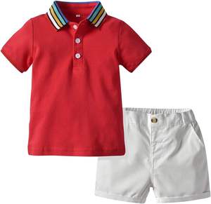 ชุดเสื้อโปโลแขนสั้นมีสไตล์สำหรับเด็กเสื้อนุ่มใส่เล่นกีฬากลางแจ้งฤดูใบไม้ผลิฤดูร้อน - Product Image 1