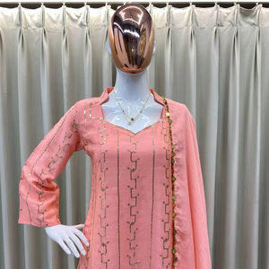 Elegante conjunto de top bordado de diseñador para mujer con pantalones palazzo para ocasiones especiales, ropa de fiesta, proveedor mayorista de exportación a granel - Product Image 2