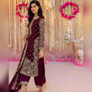 Conjunto de salwar kameez plazzo de georgette multicolor de última moda con detalles de bordado resham y dupatta elegante, colección 2025 - Product Image 3