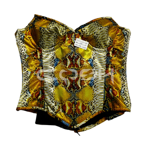 Corset de sublimation imprimé serpent cobra jaune, grande taille, avec armatures en acier et bonnets à armatures, vente en gros - Product Image 3