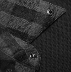 <b>Mens</b> <b>dark</b> <b>grey</b> and black plaid Plaid button-up <b>shirt</b> with CE approved safety gear <b>shirt</b> for <b>mens</b> and outdoor protective features - Product Image 5