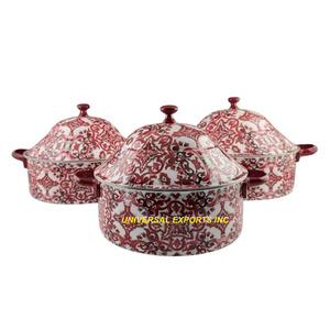 Matte Finished Set of Three Hotpot Double Wall Handmade Designer Casserole Classic Stylish Designer New Metal <b>Food</b> <b>Warmer</b> - Product Image 4