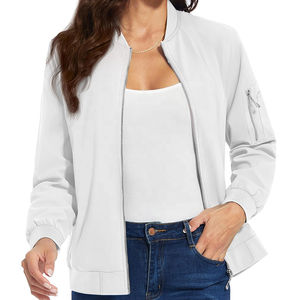 Prix de gros personnalisé à la mode blouson bombardier uni pour femmes blouson bombardier coupe-vent confortable et de haute qualité - Product Image 2