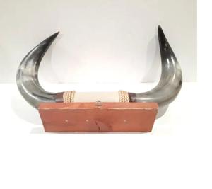 Authentic Natural Buffalo Horn <b>Art</b> on Steel <b>Stand</b> Modern Farmhouse Design Custom Logo Option Home Wedding Decor - Product Image 5