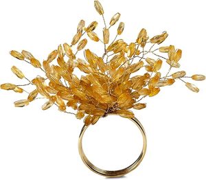 Rond de serviette en perles dorées super luxe en forme de vintage pour décor de table de fête de mariage anneaux de serviette exclusifs pour papier bois - Product Image 4