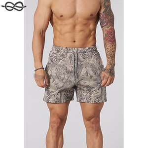 Pantalones cortos con estampado de malla para hombre, pantalones cortos de entrenamiento de diseñador de moda, ropa de calle fresca informal Retro, pantalones cortos para verano, gimnasio, uso diario - Product Image 5
