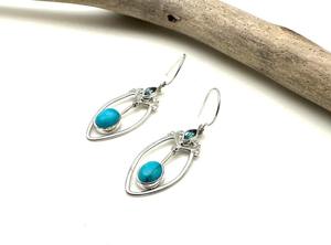 Bijoux pour femmes Boucles d'oreilles style bohème en argent sterling 925 Boucles d'oreilles en argent sterling turquoise tendance Boucles d'oreilles faites à la main Cadeau pour - Product Image 4