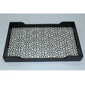 Bandeja decorativa esmaltada de madera hecha a mano con patrón floral para cocina, comedor y regalo, bandejas de servicio rectangulares multicolores - Product Image 3