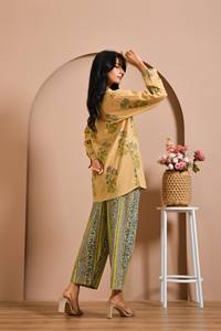 Ensemble coordonné en coton à manches longues, robe en coton d'été pour femmes, robe en coton à imprimé bloc, taille et étiquette personnalisées, grossiste en exportation - Product Image 4