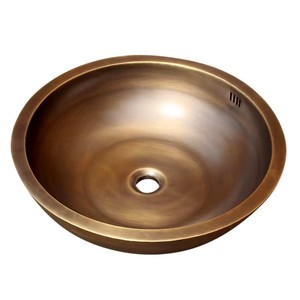 豪华仿古刷青铜容器水槽，带溢流孔双层设计师台面洗手盆，适用于优雅浴室 - Product Image 2