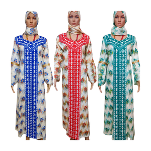 Robe de nuit maxi de style marocain moderne pour femmes, en coton respirant, imprimée, taille personnalisée, jalabiya, kaftan - Product Image 2