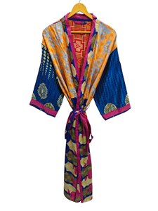 ชุดเดรสสำหรับเจ้าสาวเสื้อคลุมส่าหรีสไตล์อินเดียเสื้อคลุมสำหรับเป็นของขวัญชุดปาร์ตี้ชายหาดชุดกิโมโนผ้าไหมส่าหรีพิมพ์ลายอินเดีย - Product Image 2