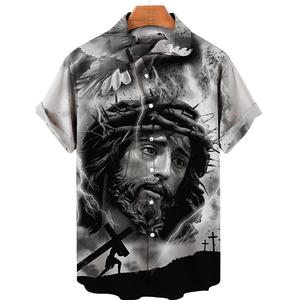 Camisas hawaianas Camisas sueltas para hombres Sublimación de manga corta Tops Casual Botones Camisa - Product Image 3