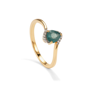 Anillo Solitario de Granidierita de 0.62ct con Circonita Blanca, Corte Asscher, Oro de 9K - Product Image 1