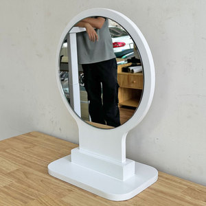 GNG004 Round White Desktop Makeup <b>Mirror</b> Single-Sided <b>Foldable</b> 1X Magnification LED Cosmetic <b>Mirror</b> Standing Style - Product Image 3