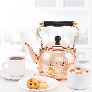 Decorative traditional copper <b>kettle</b> with handmade finish wide base and authentic rustic look for display or use - Product Image 4