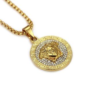 รูปร่างหัวมนุษย์ฮิปฮอปแฟชั่นเพชรจี้ขอบโซ่ได้รับการรับรองเครื่องประดับทองสำหรับแฟนของคุณ - Product Image 3
