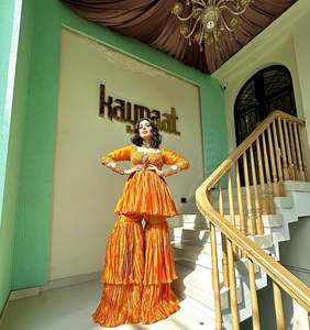 Dernière broderie indienne Sharara Gharara Kurti Set, Georgette Tissu Magnifique Créateur Pakistanais Personnaliser Vêtements Ethniques En Gros - Product Image 2