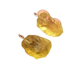 หินควอตซ์ธรรมชาติมะนาวอัญมณี92.5เงินสเตอร์ลิงไม่ผ่านการบำบัดจี้หินหยาบเครื่องประดับสำหรับผู้หญิงขายส่ง - Product Image 1