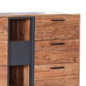 Victorian 3-Drawer Acacia Wood Buffet Storage Cabinet Solid Wooden Classy Sideboard for <b>Kitchen</b> Dining Home Outdoor <b>Furniture</b> - Product Image 2