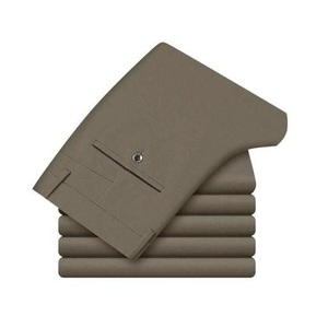 Pantalones casuales rectos sueltos Pantalones cargo caqui Lavado de algodón Elástico Color sólido Pantalones de sarga de pierna recta Pantalones de hombre de BD - Product Image 2