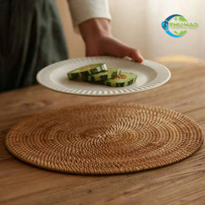 Plato de cargador de ratán tejido artesanal, posavasos ecológicos duraderos y elegantes, bandeja de servicio tejida a mano a granel - Product Image 5