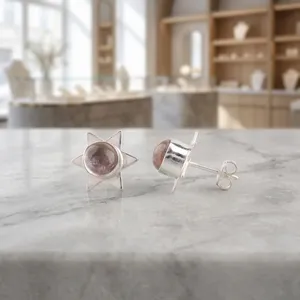 Pendientes de diseño artesanal con elegante piedra de ametrino púrpura en plata de ley 925 para mujeres y niñas. - Product Image 4