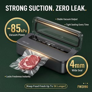 Sellador <span class=keywords><strong>de</strong></span> Alimentos al Vacío, 85 kPa Máx., 35 cm <span class=keywords><strong>de</strong></span> Longitud, 3 Niveles <span class=keywords><strong>de</strong></span> Vacío, para Alimentos Secos y Húmedos, Bloqueo con una <span class=keywords><strong>Mano</strong></span>, Almacenamiento Doméstico, OEM - Product Image 3