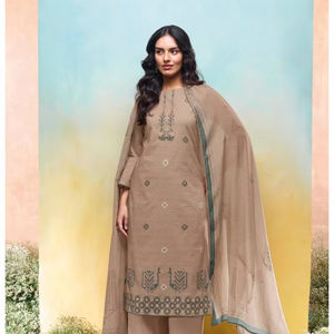 ชุดคอลเลกชั่นผ้าคอตตอนพิมพ์ลายชุดแต่งกายสำหรับงานปาร์ตี้สไตล์อินเดียและปากีสถานปักด้วยมือ - Product Image 1