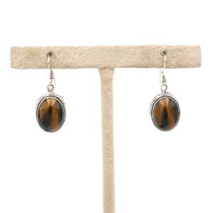 925ต่างหูเงินสเตอร์ลิงทำด้วยมือเครื่องประดับแต่งงานวินเทจพร้อมพลอยตาเสือสีเหลืองของขวัญสำหรับ Her-E0031-GS - Product Image 2