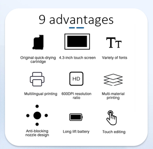 小型サイズ600DPL小型,グローバル言語マニュアルポータブルハンドヘルドインクジェットプリンタータッチ画面フレックス印刷 - Product Image 3