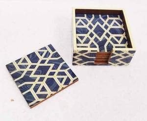 Sous-verres modernes authentiques en bois avec incrustation d'os Cadeau d'ustensiles de cuisine de style classique de haute qualité pour les amateurs de thé, café et boissons - Product Image 5