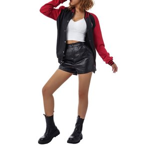 Vente en gros 2025 blouson aviateur pour femmes avec logo personnalisé XL grande taille vestes Letterman Varsity doublure en laine réversible imprimé solide - Product Image 5