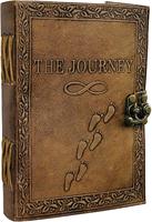 Carnet de notes A5 en cuir gaufré vintage, cousu à la main, avec fermeture - « The Journey » Footprint Diary, 100 feuilles vierges, carnet de croquis