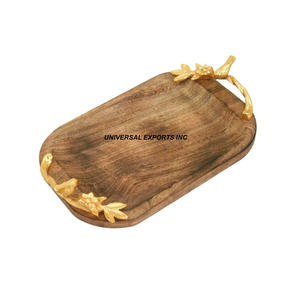 Classique élégant nouveau plateau de service en bois fait à la main Vintage Rectangle forme plateau de chocolat décoratif écologique à la main - Product Image 3