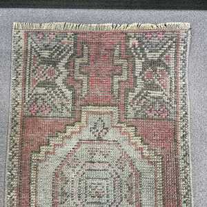 1.3x2.5 ft Turkish Rug, <b>Red</b> Polka dot Vintage <b>Wool</b> Rug - Product Image 3
