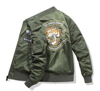 Jaket Bomber Bordir Custom Cross-Border  Jaket Bomber Kasual Air Force Drop Shoulder dengan Ritsleting