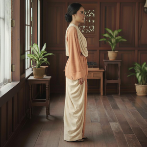 ชุดเคบายาปักลายเรียบง่ายสไตล์วินเทจ ปี 2025 ผลิตจากเส้นใยโพลีเอสเตอร์รักษ์โลก ลายเรขาคณิต ความยาวแบบแม็กซี่ มีสินค้าพร้อมส่ง - Product Image 3