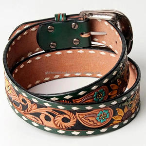 Personalizado tallado a mano Floral en relieve colorido vaquero hombres jeans estilo occidental cuero herramientas cinturón diseñador pin hebilla - Product Image 1