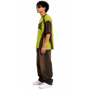Camiseta de Manga Raglán Verde Marrón para Hombre Darkside, Corte Regular, Cuello Redondo, Estilo Urbano, Tejido de Punto Jersey de Algodón, Largo Regular, con Relieve - Product Image 5