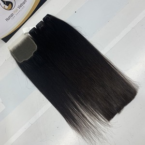 Cheveux humains purs fermeture pré plumée fermeture dentelle douce soyeuse droite suisse HD transparente frontale et fermeture - Product Image 5