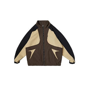 Veste coupe-vent légère pour hommes en gros | Manteau en polyester à blocs de couleurs avec fermeture éclair - Product Image 5