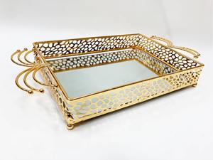 Hermoso espejo moderno de calidad de exportación y bandeja de servicio decorada con metal, bandeja de joyería, artículo lujoso - Product Image 6