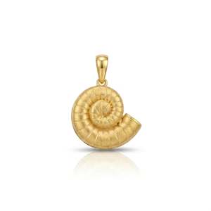 Pendentif spirale coquillage en acier inoxydable plaqué or, bijou de style religieux animal marin - Product Image 2