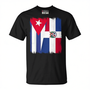 T-shirt con grafica bandiera di Cuba e Repubblica Dominicana per bambini e taglie forti, con funzione compressa per uso promozionale - Product Image 3